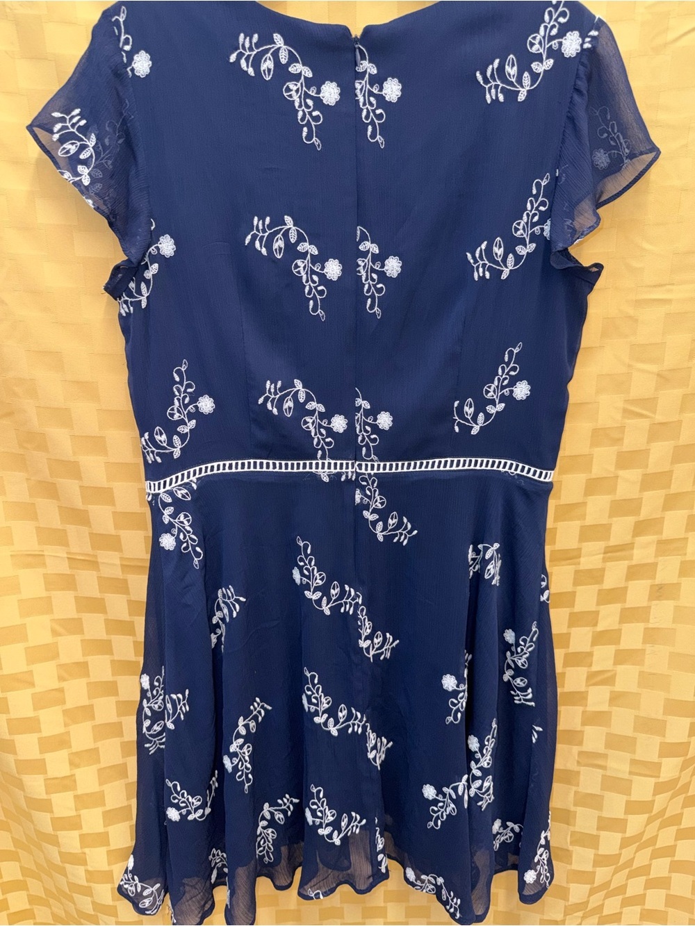 madison leigh Navy Dress with White Floral Embroidery - Picture 2 of 4